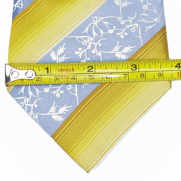 Light Blue Yellow Diagonal Striped Lorenzo Cana Tie Silk Hand Made Necktie - Picture 8 of 12